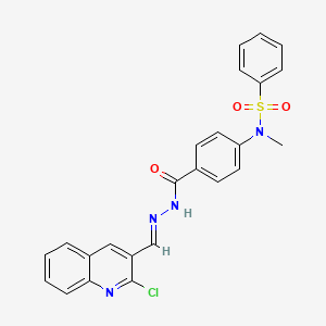 molecular formula C24H19ClN4O3S B11671708 N-(4-{N'-[(E)-(2-Chloroquinolin-3-YL)methylidene]hydrazinecarbonyl}phenyl)-N-methylbenzenesulfonamide 