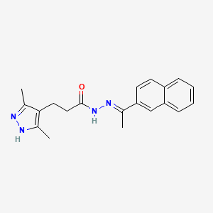 3-(3,5-dimethyl-1H-pyrazol-4-yl)-N'-[(1E)-1-(naphthalen-2-yl)ethylidene]propanehydrazide