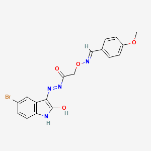 molecular formula C18H15BrN4O4 B11671721 [1-(4-Methoxy-phenyl)-meth-(E)-ylideneaminooxy]-acetic acid [5-bromo-2-oxo-1,2-dihydro-indol-(3E)-ylidene]-hydrazide 