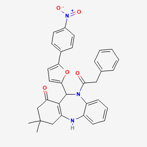 9,9-Dimethyl-6-[5-(4-nitrophenyl)-2-furyl]-5-(2-phenylacetyl)-6,8,10,11-tetrahydrobenzo[b][1,4]benzodiazepin-7-one