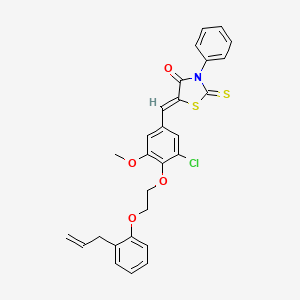 molecular formula C28H24ClNO4S2 B11671729 (5Z)-5-(3-chloro-5-methoxy-4-{2-[2-(prop-2-en-1-yl)phenoxy]ethoxy}benzylidene)-3-phenyl-2-thioxo-1,3-thiazolidin-4-one 