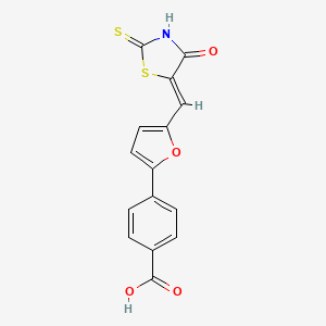 4-(5-((4-Oxo-2-thioxothiazolidin-5-ylidene)methyl)furan-2-yl)benzoic acid