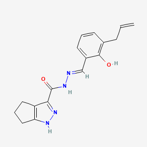 molecular formula C17H18N4O2 B11671751 N'-{(E)-[2-hydroxy-3-(prop-2-en-1-yl)phenyl]methylidene}-1,4,5,6-tetrahydrocyclopenta[c]pyrazole-3-carbohydrazide 