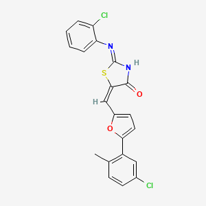 (5E)-2-(2-chloroanilino)-5-[[5-(5-chloro-2-methylphenyl)furan-2-yl]methylidene]-1,3-thiazol-4-one