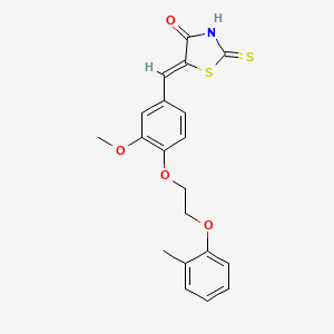 molecular formula C20H19NO4S2 B11671768 (5Z)-5-{3-methoxy-4-[2-(2-methylphenoxy)ethoxy]benzylidene}-2-thioxo-1,3-thiazolidin-4-one 