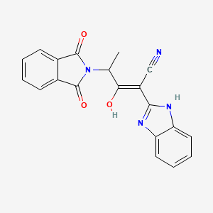 molecular formula C20H14N4O3 B11671776 (2Z)-2-(1H-benzimidazol-2-yl)-4-(1,3-dioxo-1,3-dihydro-2H-isoindol-2-yl)-3-hydroxypent-2-enenitrile 