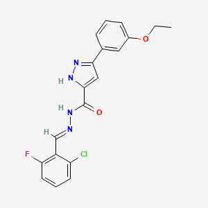 molecular formula C19H16ClFN4O2 B11671850 N'-[(E)-(2-chloro-6-fluorophenyl)methylidene]-3-(3-ethoxyphenyl)-1H-pyrazole-5-carbohydrazide 