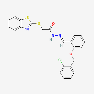 molecular formula C23H18ClN3O2S2 B11671890 2-(1,3-benzothiazol-2-ylsulfanyl)-N'-[(E)-{2-[(2-chlorobenzyl)oxy]phenyl}methylidene]acetohydrazide 