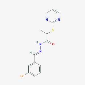 N'-[(E)-(3-bromophenyl)methylidene]-2-(pyrimidin-2-ylsulfanyl)propanehydrazide