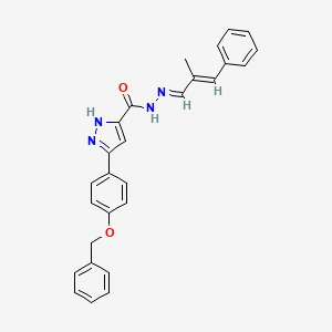 molecular formula C27H24N4O2 B11671937 5-(4-(Benzyloxy)phenyl)-N'-(2-methyl-3-phenylallylidene)-1H-pyrazole-3-carbohydrazide CAS No. 307975-65-1