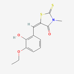 molecular formula C13H13NO3S2 B11671972 (5E)-5-[(3-ethoxy-2-hydroxyphenyl)methylidene]-3-methyl-2-sulfanylidene-1,3-thiazolidin-4-one 