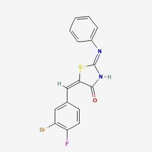 (2E,5E)-5-(3-bromo-4-fluorobenzylidene)-2-(phenylimino)-1,3-thiazolidin-4-one