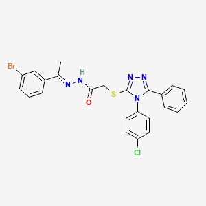 molecular formula C24H19BrClN5OS B11672004 N'-[(1E)-1-(3-bromophenyl)ethylidene]-2-{[4-(4-chlorophenyl)-5-phenyl-4H-1,2,4-triazol-3-yl]sulfanyl}acetohydrazide 