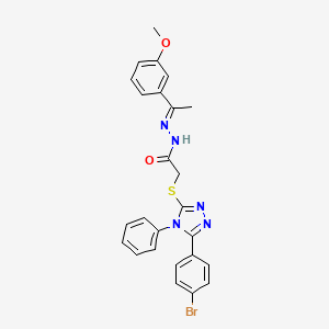 2-{[5-(4-bromophenyl)-4-phenyl-4H-1,2,4-triazol-3-yl]sulfanyl}-N'-[(1E)-1-(3-methoxyphenyl)ethylidene]acetohydrazide