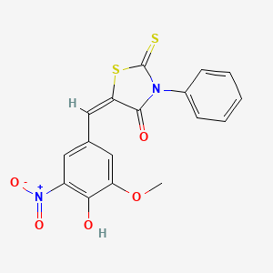 (5E)-5-[(4-hydroxy-3-methoxy-5-nitrophenyl)methylidene]-3-phenyl-2-sulfanylidene-1,3-thiazolidin-4-one