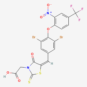 [(5E)-5-{3,5-dibromo-4-[2-nitro-4-(trifluoromethyl)phenoxy]benzylidene}-4-oxo-2-thioxo-1,3-thiazolidin-3-yl]acetic acid