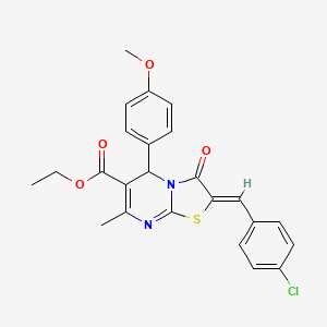 molecular formula C24H21ClN2O4S B11672077 ethyl (2Z)-2-(4-chlorobenzylidene)-5-(4-methoxyphenyl)-7-methyl-3-oxo-2,3-dihydro-5H-[1,3]thiazolo[3,2-a]pyrimidine-6-carboxylate 