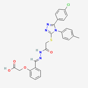 molecular formula C26H22ClN5O4S B11672084 (2-{(E)-[({[5-(4-chlorophenyl)-4-(4-methylphenyl)-4H-1,2,4-triazol-3-yl]sulfanyl}acetyl)hydrazono]methyl}phenoxy)acetic acid 