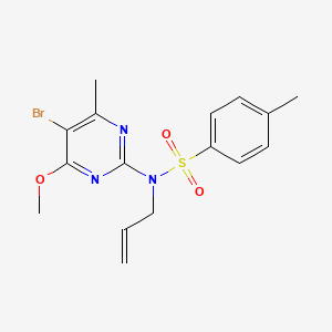 molecular formula C16H18BrN3O3S B11672095 N-(5-bromo-4-methoxy-6-methylpyrimidin-2-yl)-4-methyl-N-(prop-2-en-1-yl)benzenesulfonamide 