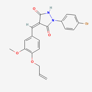 molecular formula C20H17BrN2O4 B11672156 (4Z)-1-(4-bromophenyl)-4-[3-methoxy-4-(prop-2-en-1-yloxy)benzylidene]pyrazolidine-3,5-dione 