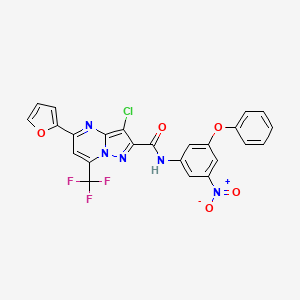 molecular formula C24H13ClF3N5O5 B11672168 3-chloro-5-(furan-2-yl)-N-(3-nitro-5-phenoxyphenyl)-7-(trifluoromethyl)pyrazolo[1,5-a]pyrimidine-2-carboxamide 