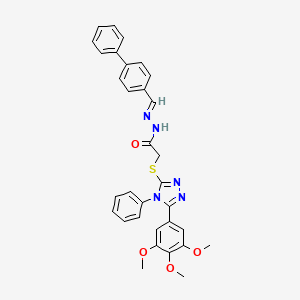 N'-[(E)-biphenyl-4-ylmethylidene]-2-{[4-phenyl-5-(3,4,5-trimethoxyphenyl)-4H-1,2,4-triazol-3-yl]sulfanyl}acetohydrazide