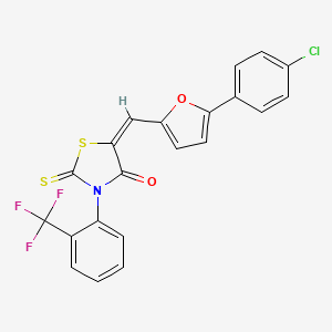 (5E)-5-{[5-(4-Chlorophenyl)furan-2-YL]methylidene}-2-sulfanylidene-3-[2-(trifluoromethyl)phenyl]-1,3-thiazolidin-4-one