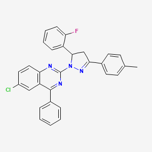 6-chloro-2-[5-(2-fluorophenyl)-3-(4-methylphenyl)-4,5-dihydro-1H-pyrazol-1-yl]-4-phenylquinazoline