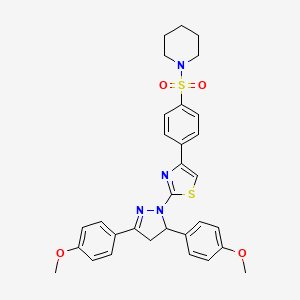 1-[(4-{2-[3,5-bis(4-methoxyphenyl)-4,5-dihydro-1H-pyrazol-1-yl]-1,3-thiazol-4-yl}phenyl)sulfonyl]piperidine