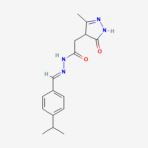 2-(3-hydroxy-5-methyl-4H-pyrazol-4-yl)-N'-{(E)-[4-(propan-2-yl)phenyl]methylidene}acetohydrazide