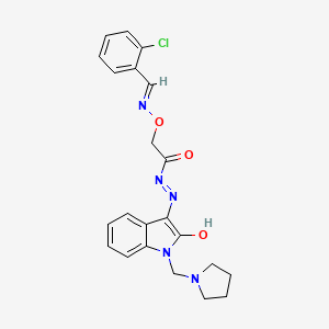 2-({[(E)-(2-chlorophenyl)methylidene]amino}oxy)-N'-[(3Z)-2-oxo-1-(pyrrolidin-1-ylmethyl)-1,2-dihydro-3H-indol-3-ylidene]acetohydrazide