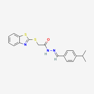 molecular formula C19H19N3OS2 B11672292 2-(1,3-benzothiazol-2-ylsulfanyl)-N'-{(E)-[4-(propan-2-yl)phenyl]methylidene}acetohydrazide CAS No. 303107-50-8