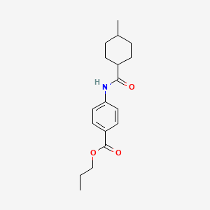 molecular formula C18H25NO3 B11672298 Propyl 4-{[(4-methylcyclohexyl)carbonyl]amino}benzoate 