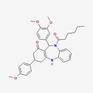 11-(3,4-dimethoxyphenyl)-10-hexanoyl-3-(4-methoxyphenyl)-2,3,4,5,10,11-hexahydro-1H-dibenzo[b,e][1,4]diazepin-1-one