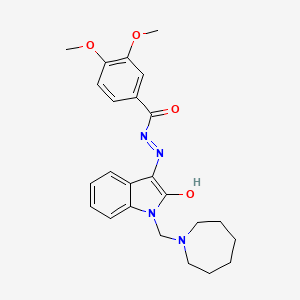 N'-[(3E)-1-(azepan-1-ylmethyl)-2-oxo-1,2-dihydro-3H-indol-3-ylidene]-3,4-dimethoxybenzohydrazide