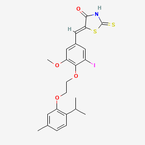 (5Z)-5-(3-iodo-5-methoxy-4-{2-[5-methyl-2-(propan-2-yl)phenoxy]ethoxy}benzylidene)-2-thioxo-1,3-thiazolidin-4-one