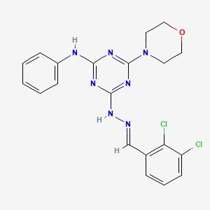 molecular formula C20H19Cl2N7O B11672343 4-[(2E)-2-(2,3-dichlorobenzylidene)hydrazinyl]-6-(morpholin-4-yl)-N-phenyl-1,3,5-triazin-2-amine 