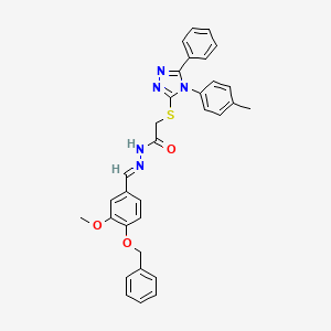 N'-{(E)-[4-(benzyloxy)-3-methoxyphenyl]methylidene}-2-{[4-(4-methylphenyl)-5-phenyl-4H-1,2,4-triazol-3-yl]sulfanyl}acetohydrazide