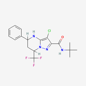 molecular formula C18H20ClF3N4O B11672355 N-tert-butyl-3-chloro-5-phenyl-7-(trifluoromethyl)-4,5,6,7-tetrahydropyrazolo[1,5-a]pyrimidine-2-carboxamide 