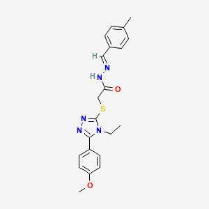 2-{[4-ethyl-5-(4-methoxyphenyl)-4H-1,2,4-triazol-3-yl]sulfanyl}-N'-[(E)-(4-methylphenyl)methylidene]acetohydrazide