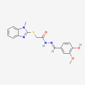 molecular formula C18H18N4O3S B11672374 N'-[(E)-(4-hydroxy-3-methoxyphenyl)methylidene]-2-[(1-methyl-1H-benzimidazol-2-yl)sulfanyl]acetohydrazide 