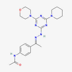 N-{4-[(1E)-1-{2-[4-(morpholin-4-yl)-6-(piperidin-1-yl)-1,3,5-triazin-2-yl]hydrazinylidene}ethyl]phenyl}acetamide