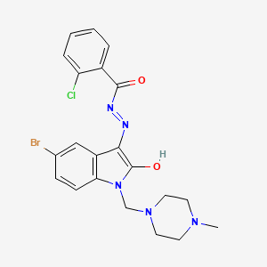 molecular formula C21H21BrClN5O2 B11672378 N'-{(3Z)-5-bromo-1-[(4-methylpiperazin-1-yl)methyl]-2-oxo-1,2-dihydro-3H-indol-3-ylidene}-2-chlorobenzohydrazide 