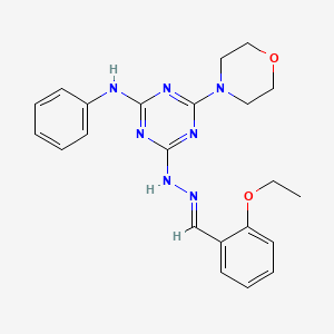 molecular formula C22H25N7O2 B11672399 4-[(2E)-2-(2-ethoxybenzylidene)hydrazinyl]-6-(morpholin-4-yl)-N-phenyl-1,3,5-triazin-2-amine 