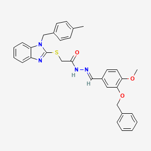 molecular formula C32H30N4O3S B11672408 N'-{(E)-[3-(benzyloxy)-4-methoxyphenyl]methylidene}-2-{[1-(4-methylbenzyl)-1H-benzimidazol-2-yl]sulfanyl}acetohydrazide 