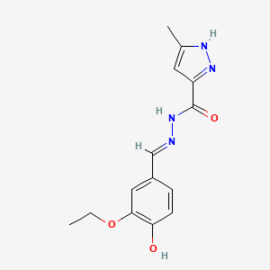 molecular formula C14H16N4O3 B11672409 N'-[(E)-(3-ethoxy-4-hydroxyphenyl)methylidene]-3-methyl-1H-pyrazole-5-carbohydrazide 