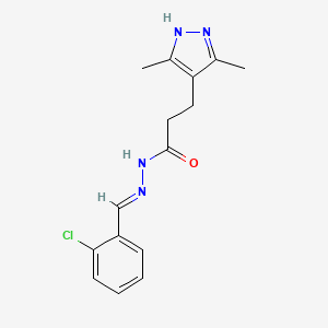 molecular formula C15H17ClN4O B11672418 N'-[(E)-(2-chlorophenyl)methylidene]-3-(3,5-dimethyl-1H-pyrazol-4-yl)propanehydrazide 