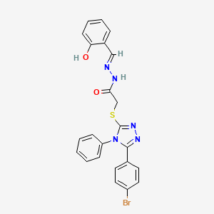 2-{[5-(4-bromophenyl)-4-phenyl-4H-1,2,4-triazol-3-yl]thio}-N'-[(E)-(2-hydroxyphenyl)methylidene]acetohydrazide