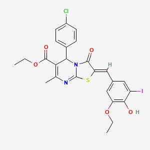 ethyl (2Z)-5-(4-chlorophenyl)-2-(3-ethoxy-4-hydroxy-5-iodobenzylidene)-7-methyl-3-oxo-2,3-dihydro-5H-[1,3]thiazolo[3,2-a]pyrimidine-6-carboxylate