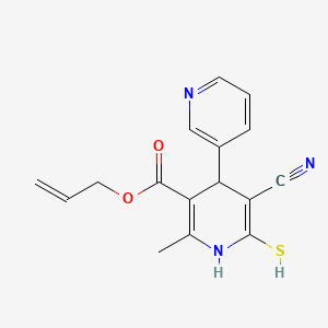 molecular formula C16H15N3O2S B11672478 Prop-2-en-1-yl 5'-cyano-2'-methyl-6'-sulfanyl-1',4'-dihydro-3,4'-bipyridine-3'-carboxylate 